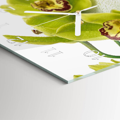 Glasuhr quadratisch Orchidee