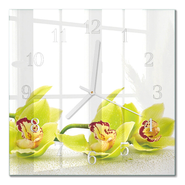 Quadratische wanduhr modern Orchidee