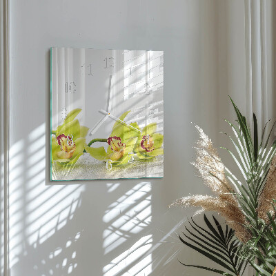 Quadratische wanduhr modern Orchidee