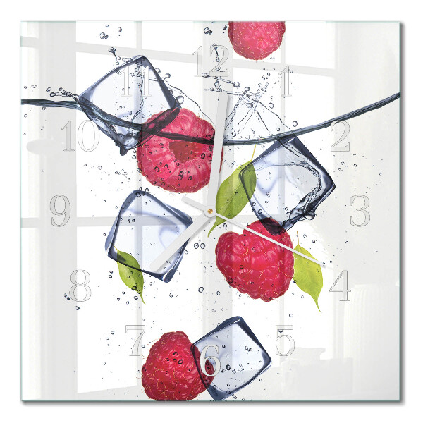 Moderne wanduhr quadratisch Himbeeren