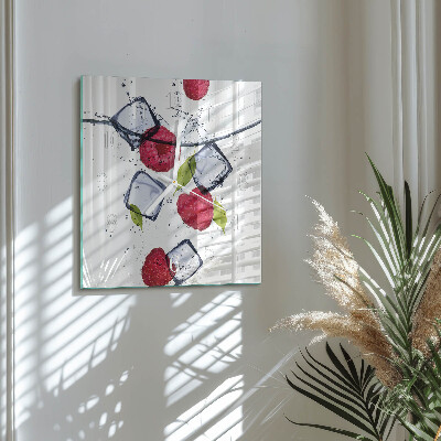 Moderne wanduhr quadratisch Himbeeren