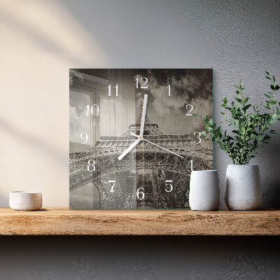 Quadratische wanduhr modern Eiffelturm