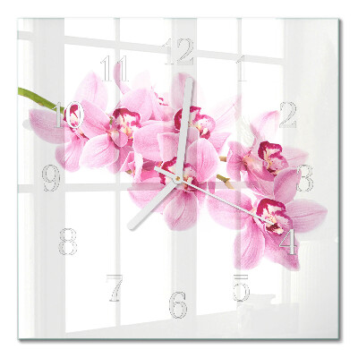 Moderne wanduhr quadratisch Orchidee