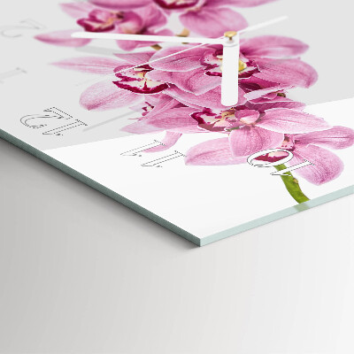 Moderne wanduhr quadratisch Orchidee