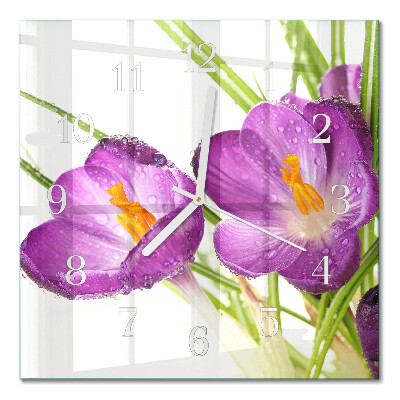 Moderne wanduhr quadratisch Krokusse