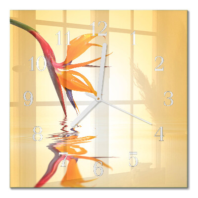 Quadratische wanduhr Blume