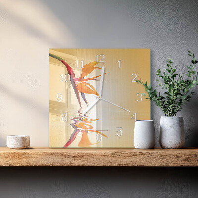Quadratische wanduhr Blume