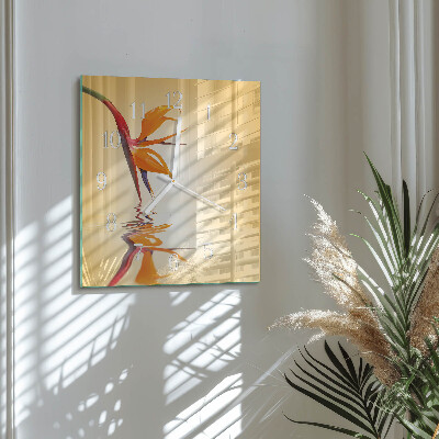 Quadratische wanduhr Blume