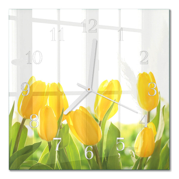 Glasuhr quadratisch Tulpen