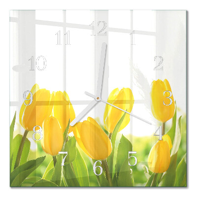 Glasuhr quadratisch Tulpen