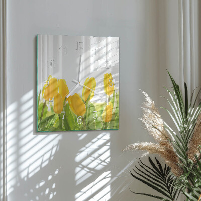 Glasuhr quadratisch Tulpen