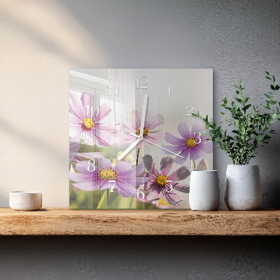 Wanduhr mit motiv quadratisch Blumen