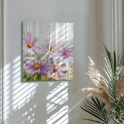 Wanduhr mit motiv quadratisch Blumen