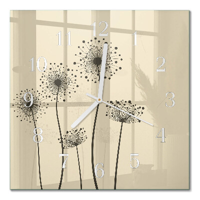 Glasuhr quadratisch Blumen