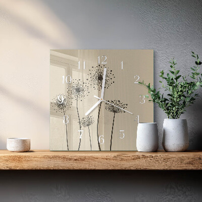 Glasuhr quadratisch Blumen