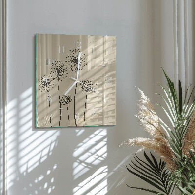 Glasuhr quadratisch Blumen
