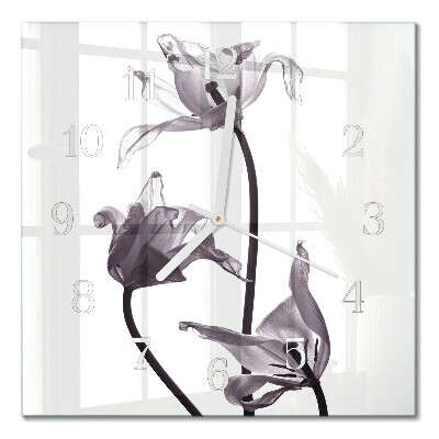 Quadratische wanduhr modern Blumen