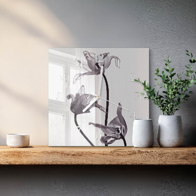 Quadratische wanduhr modern Blumen