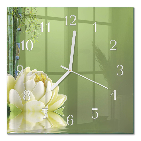 Quadratische wanduhr Lilie