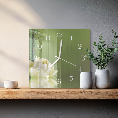 Quadratische wanduhr Lilie