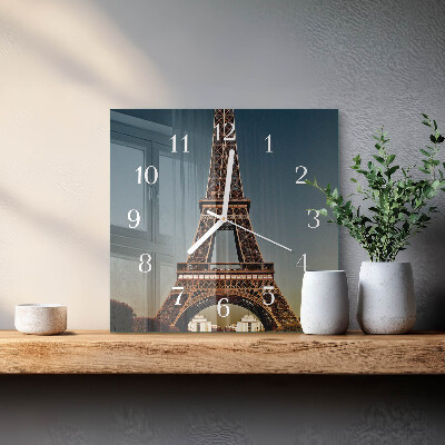 Quadratische wanduhr modern Eiffelturm
