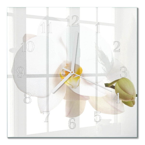 Moderne wanduhr quadratisch Orchidee