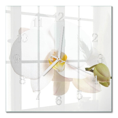 Moderne wanduhr quadratisch Orchidee