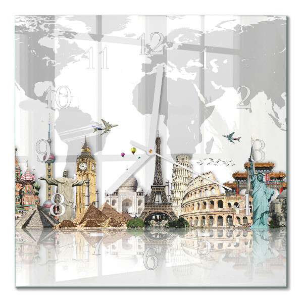 Quadratische wanduhr Welt