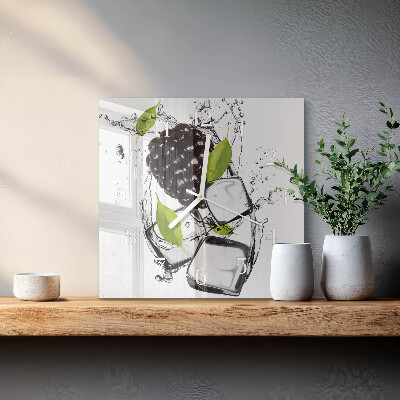 Quadratische wanduhr modern Brombeere