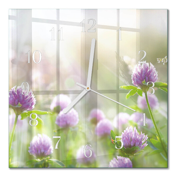 Quadratische wanduhr Blumen
