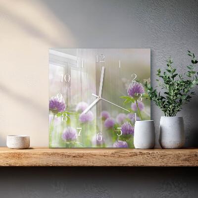 Quadratische wanduhr Blumen