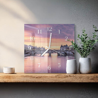 Wanduhr mit motiv quadratisch Eine Stadt am Fluss