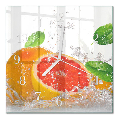 Glasuhr quadratisch Grapefruit