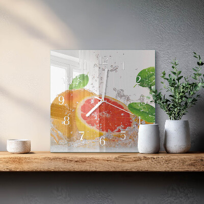 Glasuhr quadratisch Grapefruit