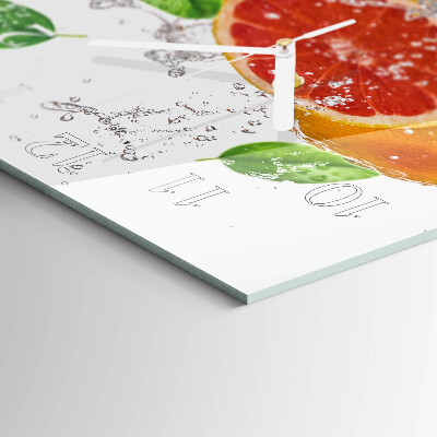 Glasuhr quadratisch Grapefruit