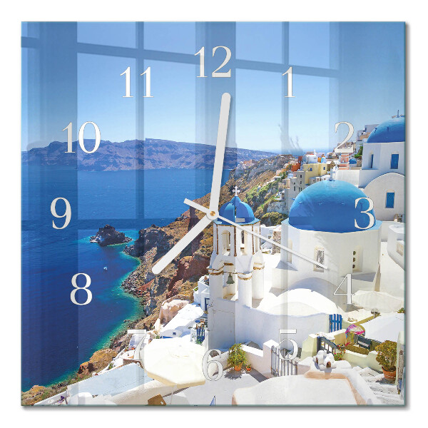 Wanduhr mit motiv quadratisch Santorini