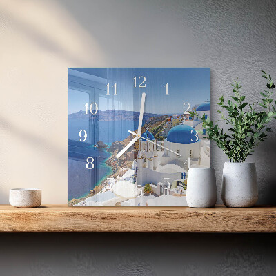 Wanduhr mit motiv quadratisch Santorini