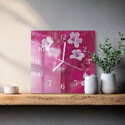 Moderne wanduhr quadratisch Blumen