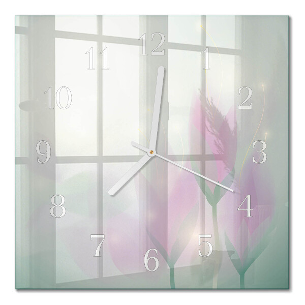 Quadratische wanduhr Blumen