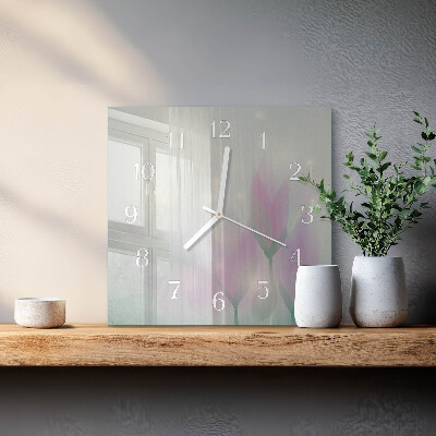 Quadratische wanduhr Blumen