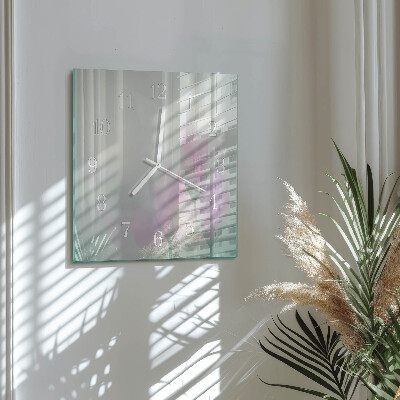 Quadratische wanduhr Blumen