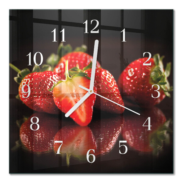 Quadratische wanduhr Erdbeeren