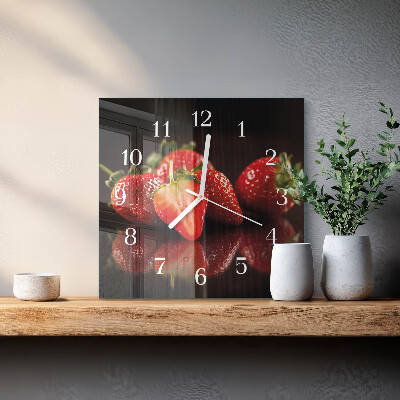 Quadratische wanduhr Erdbeeren