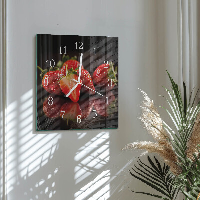 Quadratische wanduhr Erdbeeren