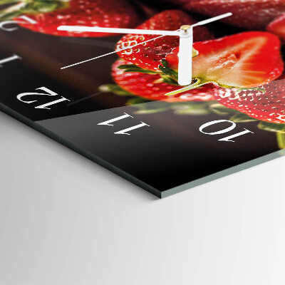 Quadratische wanduhr Erdbeeren