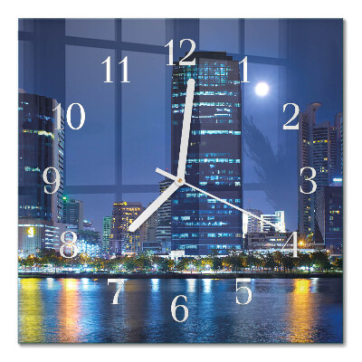 Moderne wanduhr quadratisch Nachtstadt