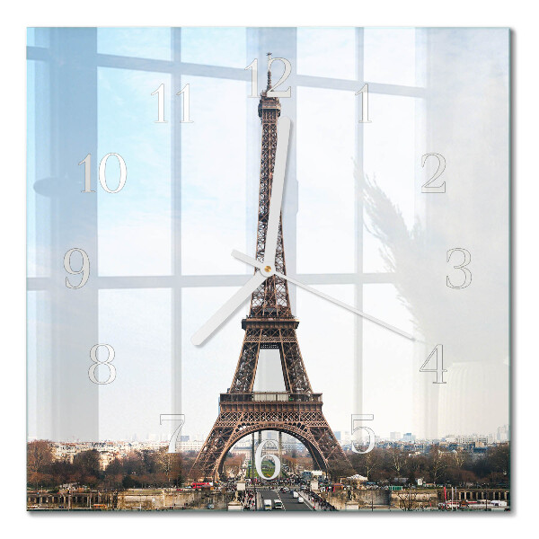 Quadratische wanduhr modern Eiffelturm