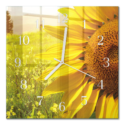 Quadratische wanduhr Sonnenblume