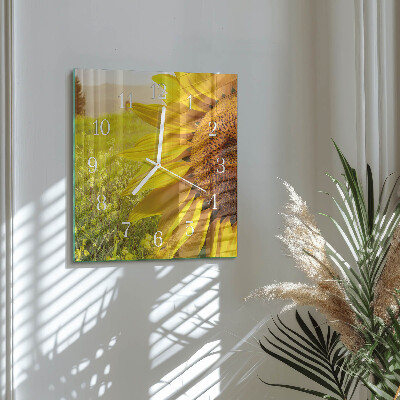 Quadratische wanduhr Sonnenblume