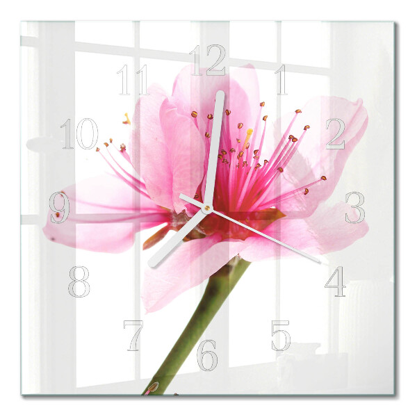 Glasuhr quadratisch Blume